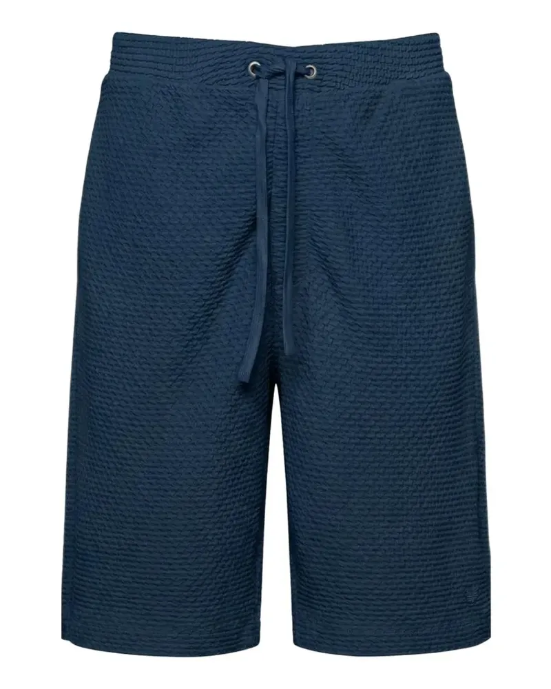 Emporio Armani seersucker-textured drawstring shorts - Blau Blau