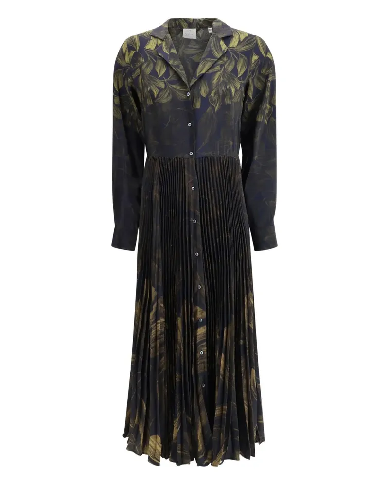 Sara Roka Kleid mit Blatt-Print - Blau Blau