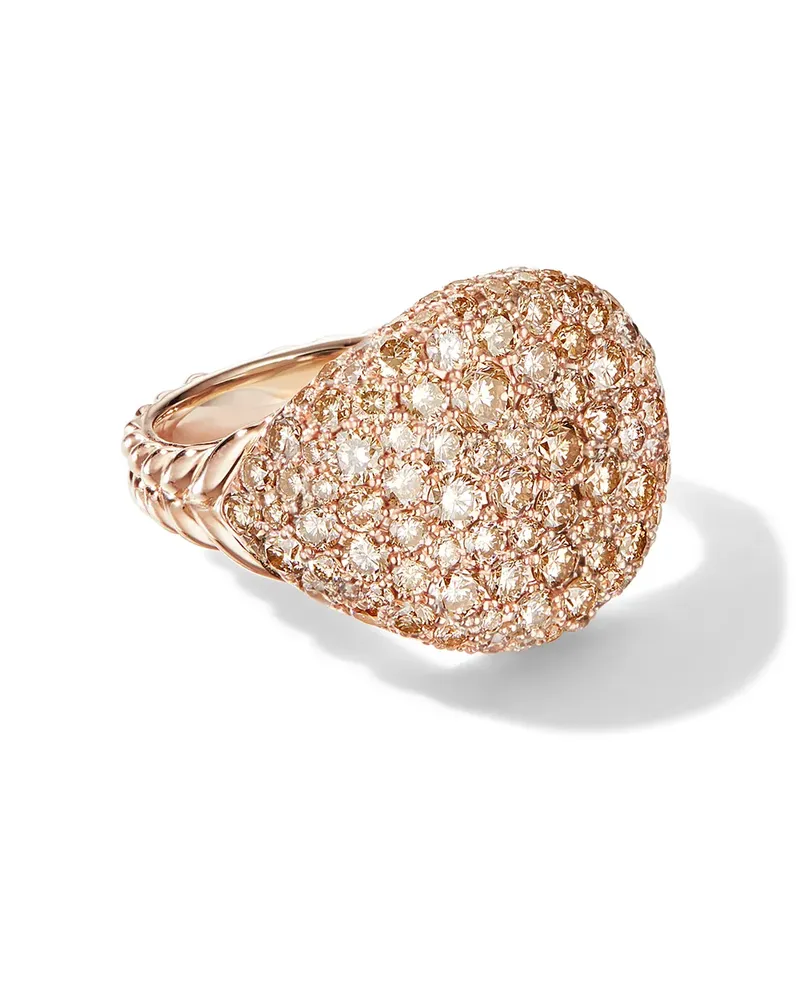 David Yurman 18kt Chevron Rotgold-Pinky-Ring mit Diamanten (13mm) - Rosa Rosa