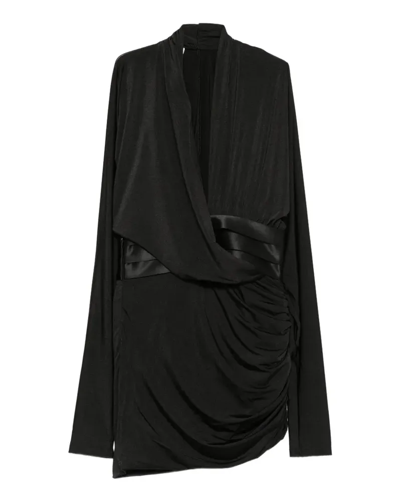 ANDAMANE ruched wrap mini dress - Schwarz Schwarz
