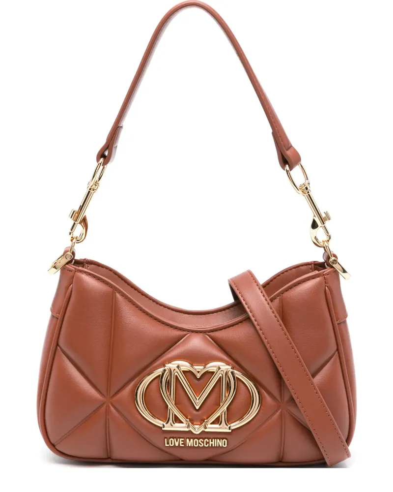 Moschino Gesteppte Schultertasche mit Logo - Braun Braun