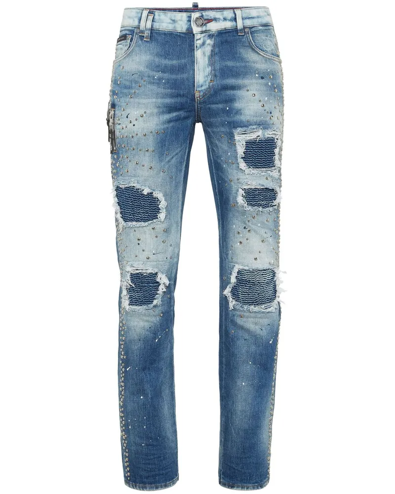 Philipp Plein Jeans mit Nieten - Blau Blau