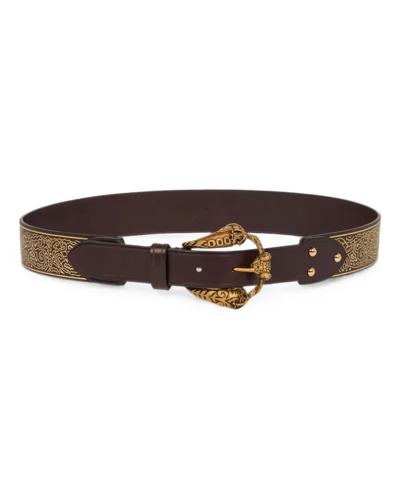 Etro Ledergürtel mit Animal-Schnalle - Braun Braun