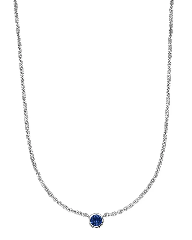 VEYNOU 14kt Laya Weißgoldhalskette mit Saphir - Silber Silber