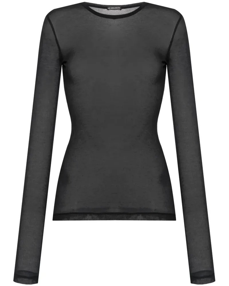 Ann Demeulemeester Sheer-Langarmshirt - Schwarz Schwarz