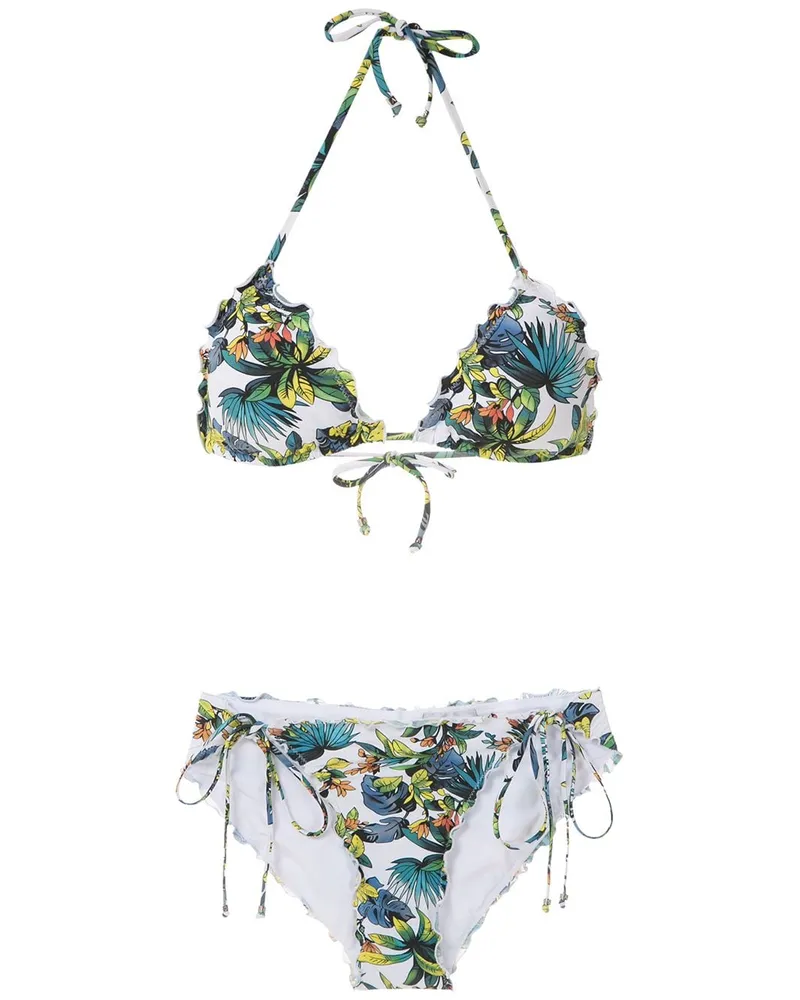 Amir Slama Bikini mit Blumen-Print - Weiß Weiß