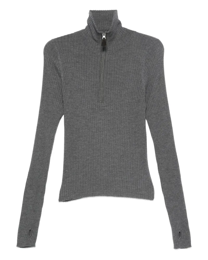 KristenseN Du Nord Gerippter Pullover mit Reißverschluss - Grau Grau