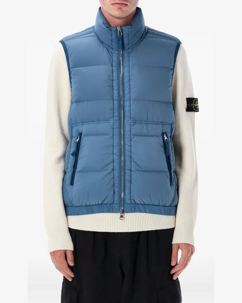 Stone Island Gesteppte Weste mit Logo-Patch - Blau Blau