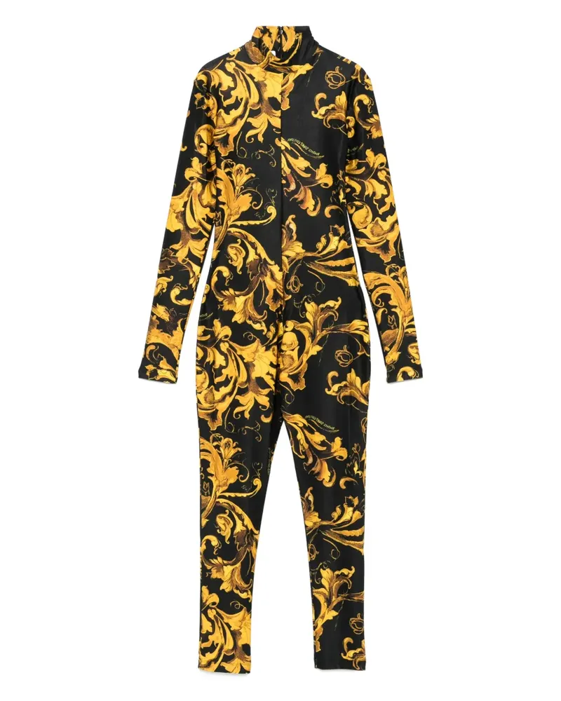 Versace Jeans Stehkragen-Jumpsuit mit Barock-Print - Schwarz Schwarz