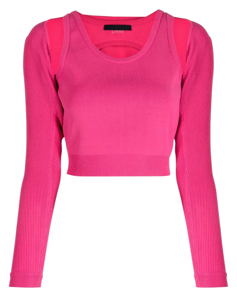 JUUN.J Cropped-Top mit Cut-Outs - Rosa Rosa