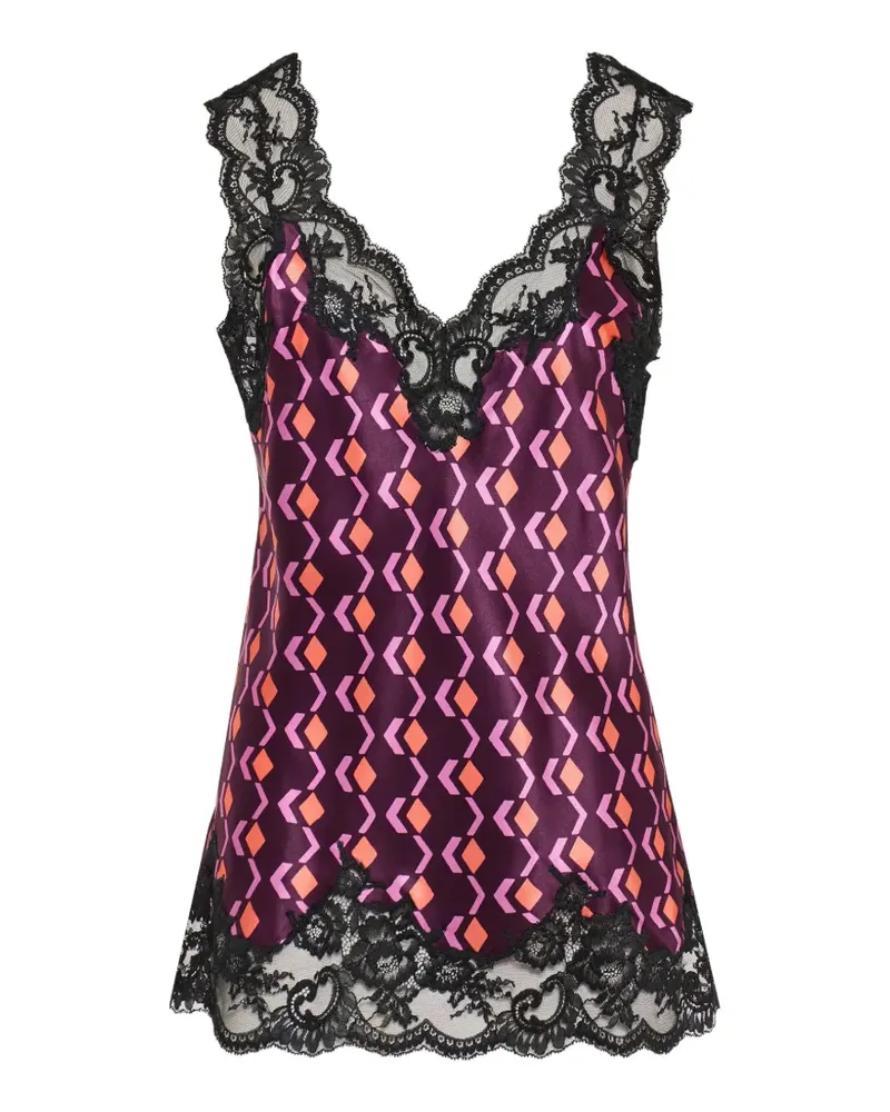 Paco Rabanne silk tank top with lace detailing - Violett Violett