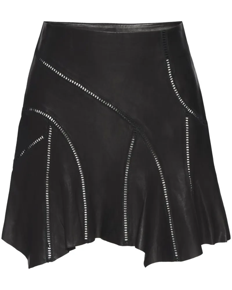 RTA Asymmetrischer Lederrock - Schwarz Schwarz