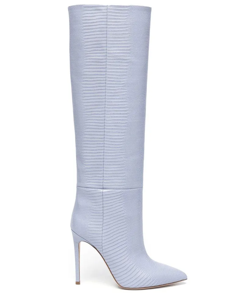 Paris Texas Kniehohe Stiefel mit Kroko-Effekt 105mm - Blau Blau