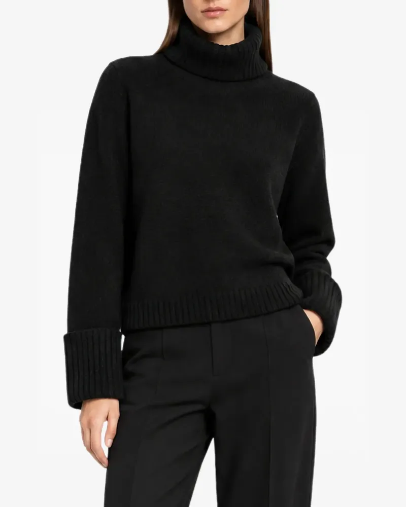 Semicouture Ralphina Rollkragenpullover mit gerippten Bündchen - Schwarz Schwarz