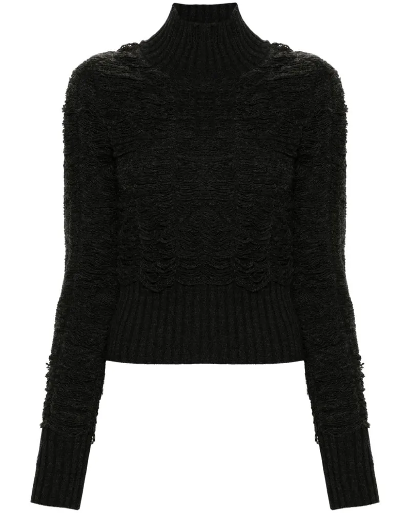 Maison Margiela Distressed-Pullover mit Stehkragen - Grau Grau