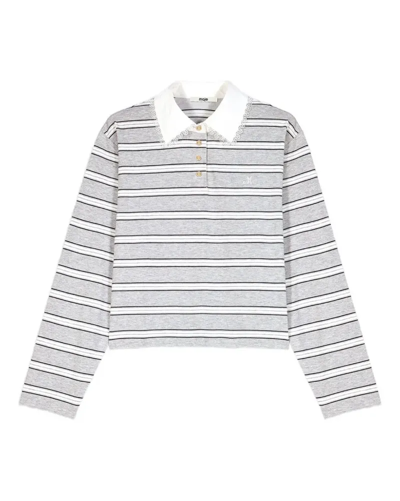 Maje Gestreiftes Poloshirt - Grau Grau