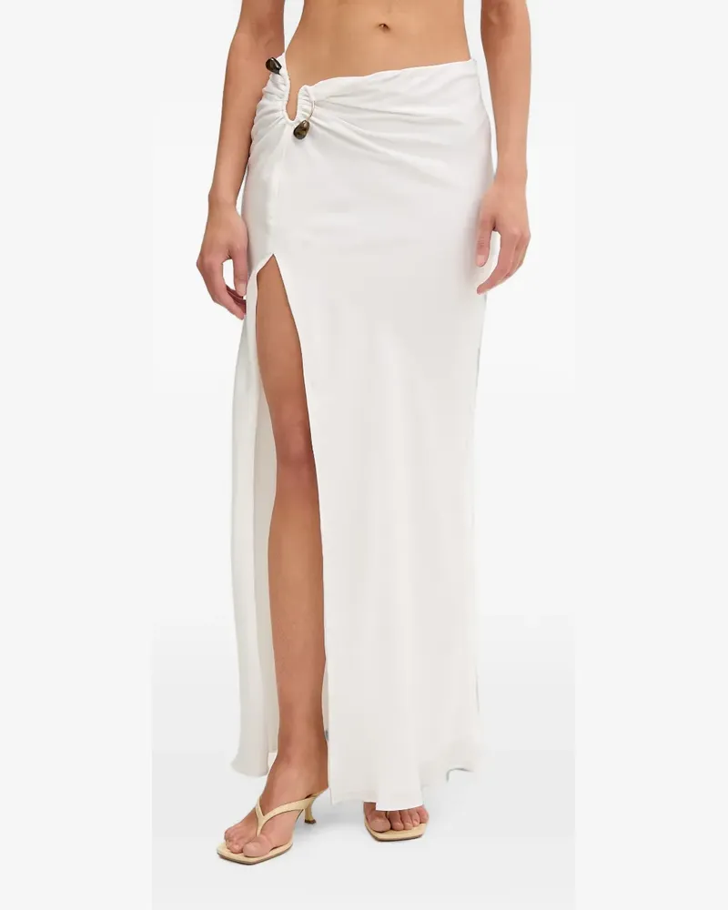 Bardot beaded-cutout side-slit long skirt - Weiß Weiß