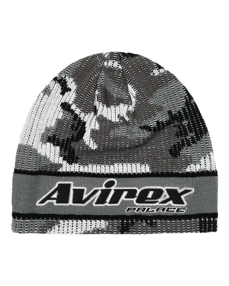 PALACE x Avirex Nein Cuff logo-print beanie hat - Grau Grau