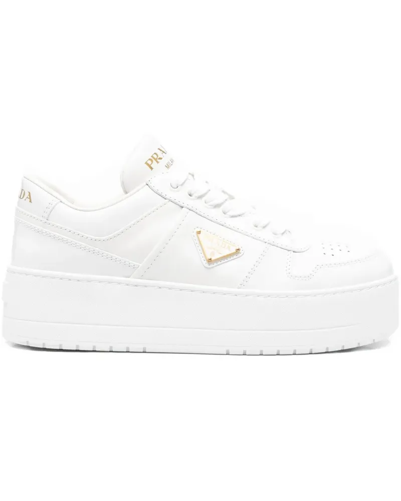 Prada platform logo-patch sneakers - Weiß Weiß