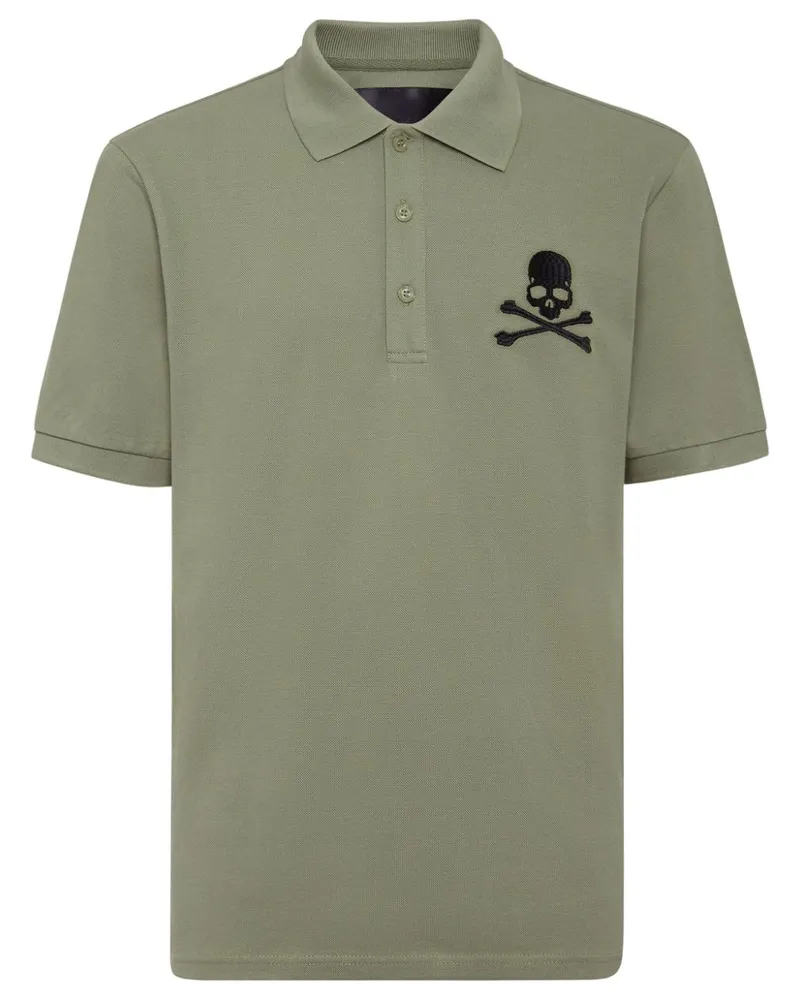 Philipp Plein Poloshirt mit Skull & Bones-Stickerei - Grün Grün
