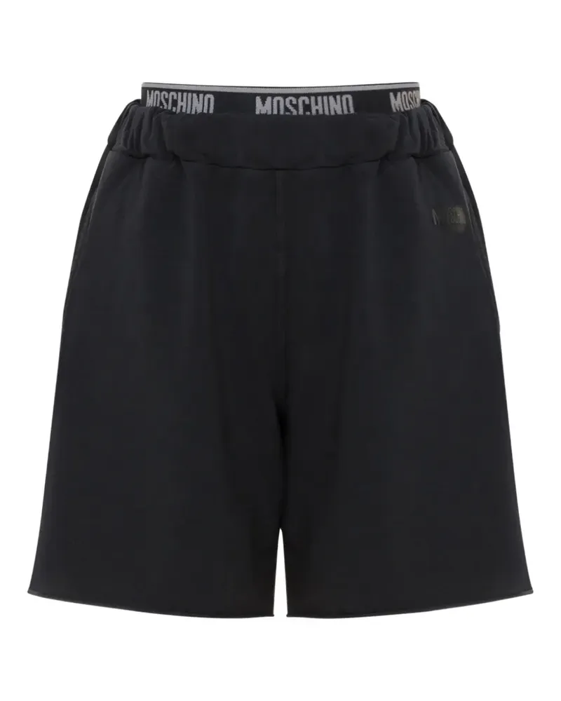 Moschino Ungesäumte Shorts mit Logo-Bund - Schwarz Schwarz
