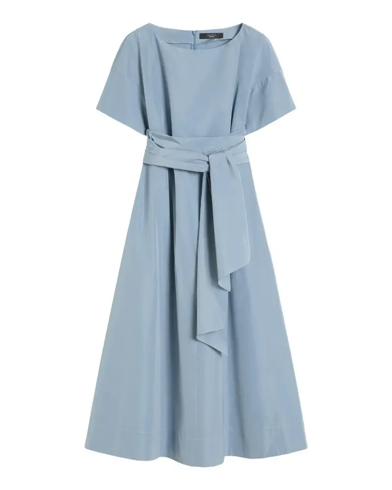 Max Mara Taft-Midikleid mit Bindegürtel - Blau Blau