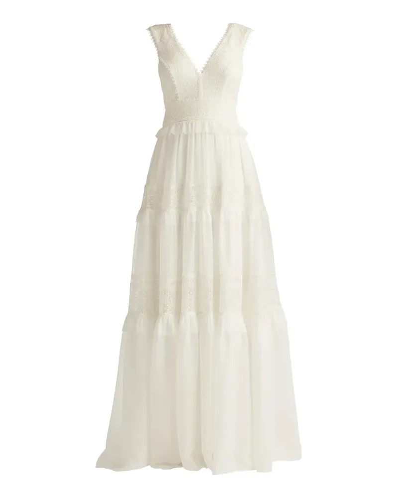 Tadashi Shoji maxi Shiva lace-panelled tiered dress - Nude Nude