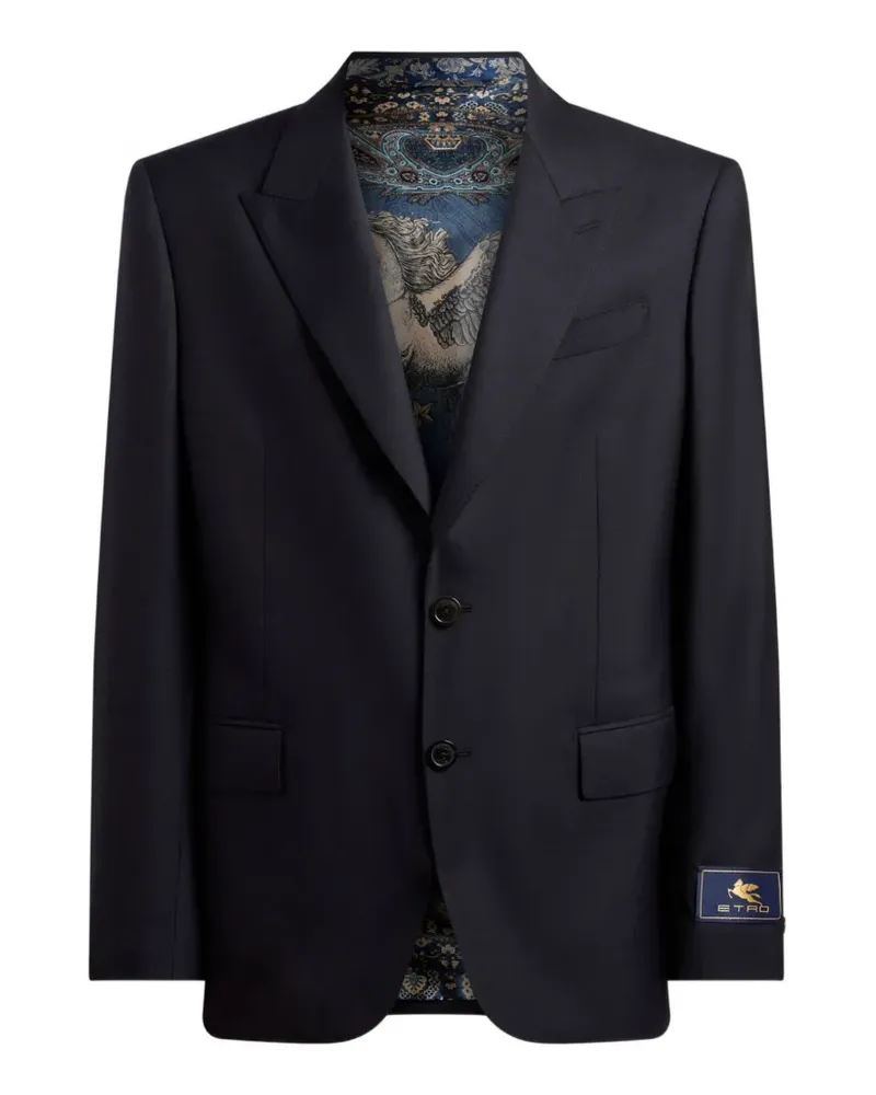 Etro Einreihiges Sakko aus Flannell - Blau Blau