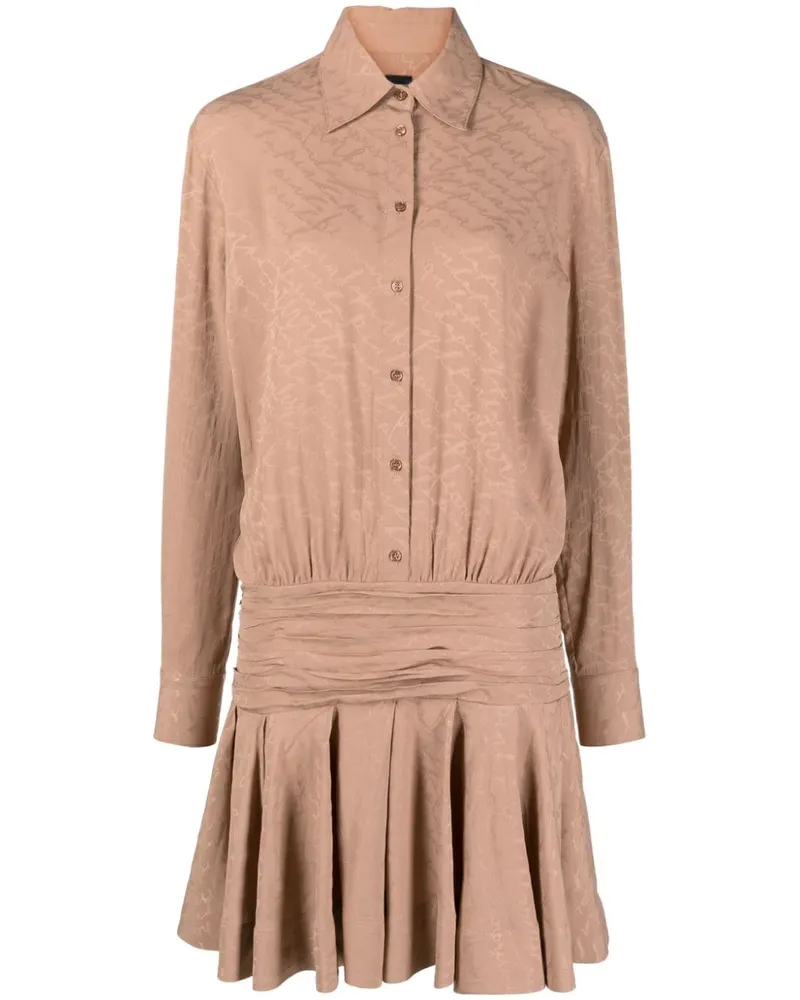 Pinko Seidenhemd mit Jacquard-Logo - Nude Nude