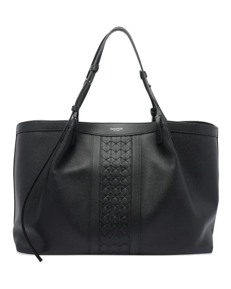 Serapian Gewebte Schultertasche - Schwarz Schwarz