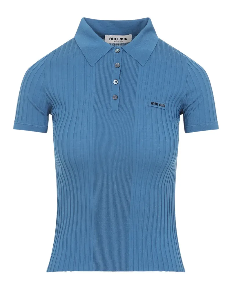 Miu Miu logo-plaque polo top - Blau Blau