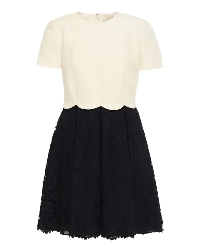 Valentino Garavani scalloped-edge lace-panel mini dress - Schwarz Schwarz