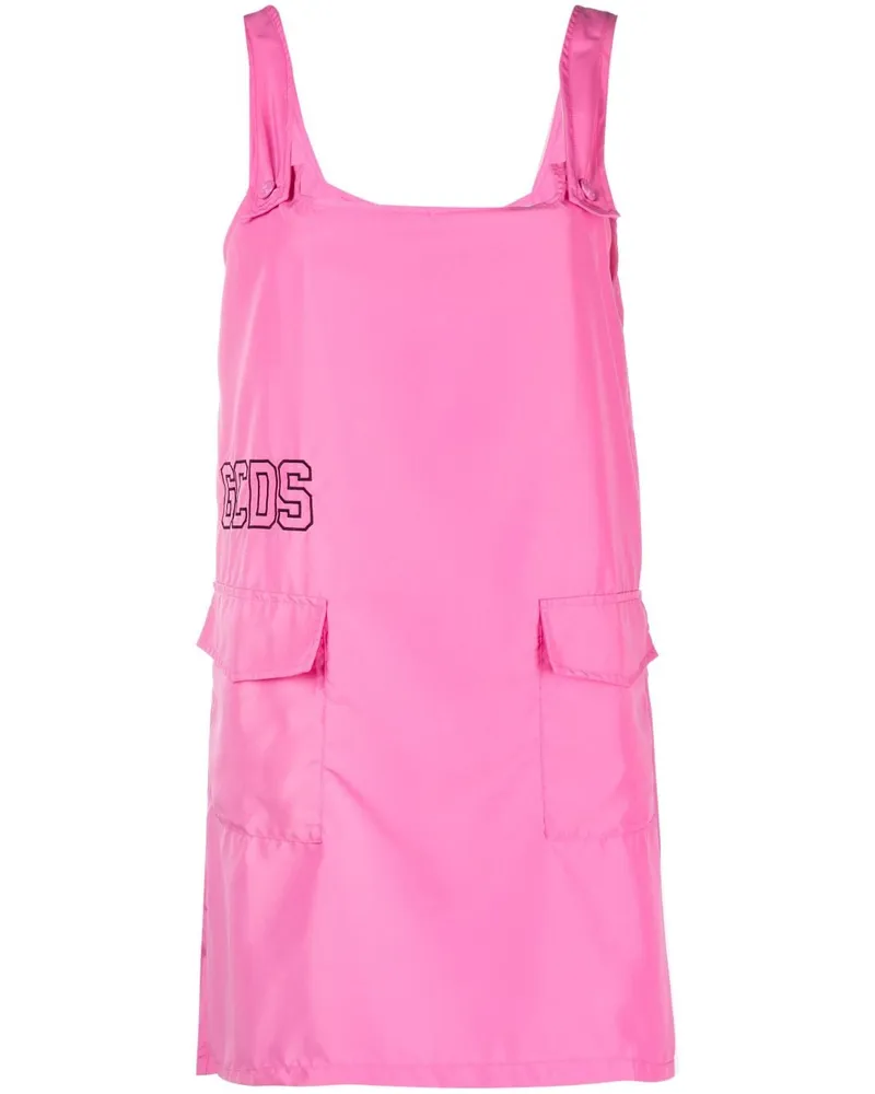 GCDS Geripptes Minikleid mit Logo-Stickerei - Rosa Rosa