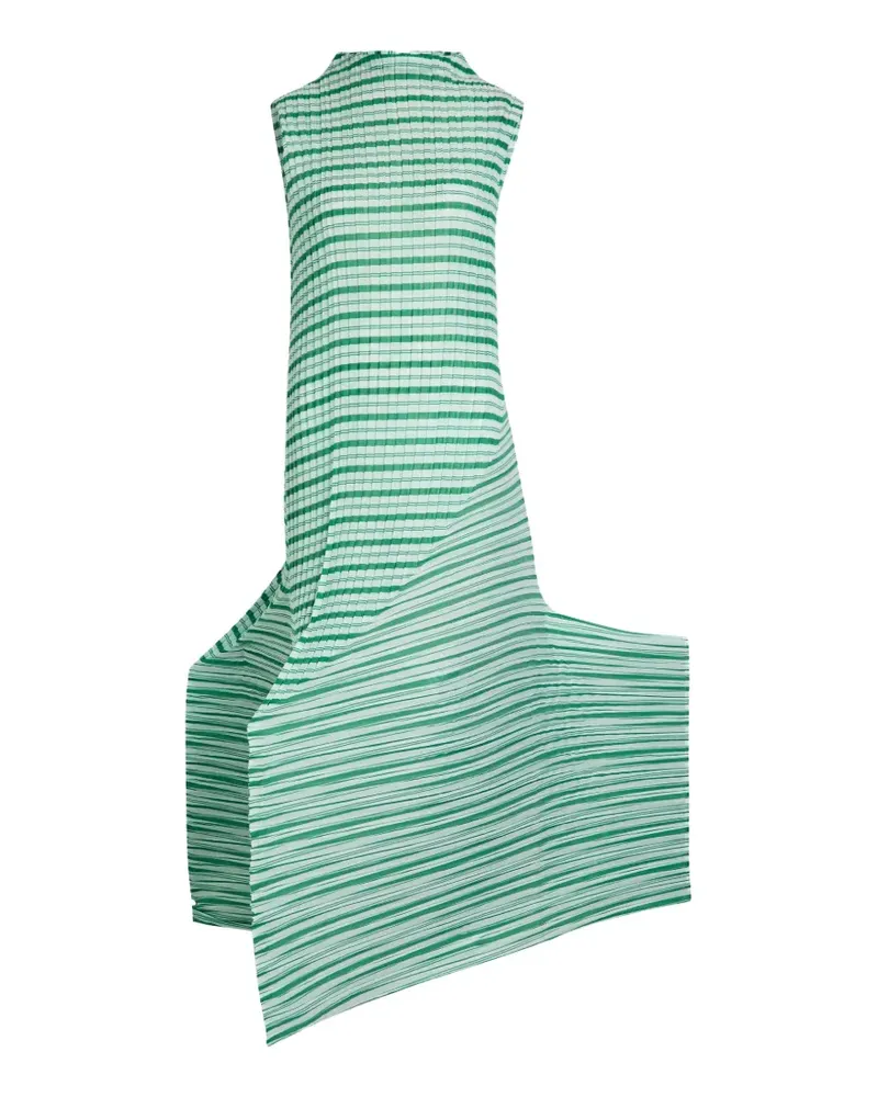 Issey Miyake pleated striped midi dress - Grün Grün