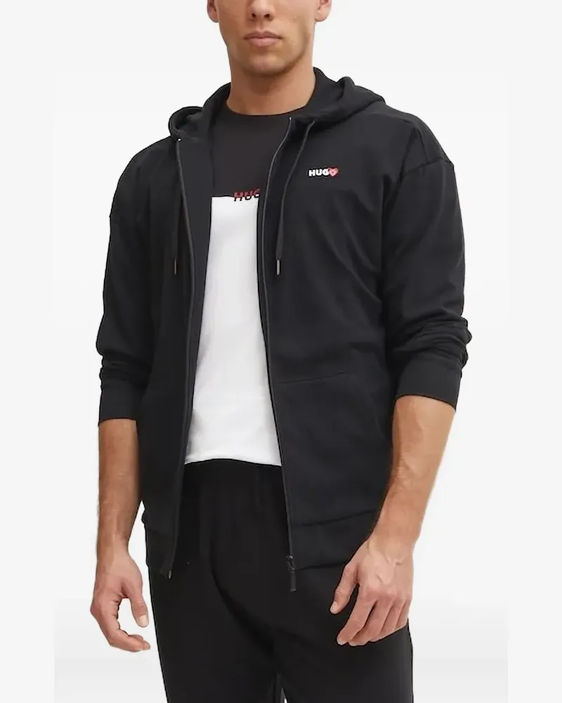 HUGO BOSS Kapuzenjacke mit Logo-Print - Schwarz Schwarz