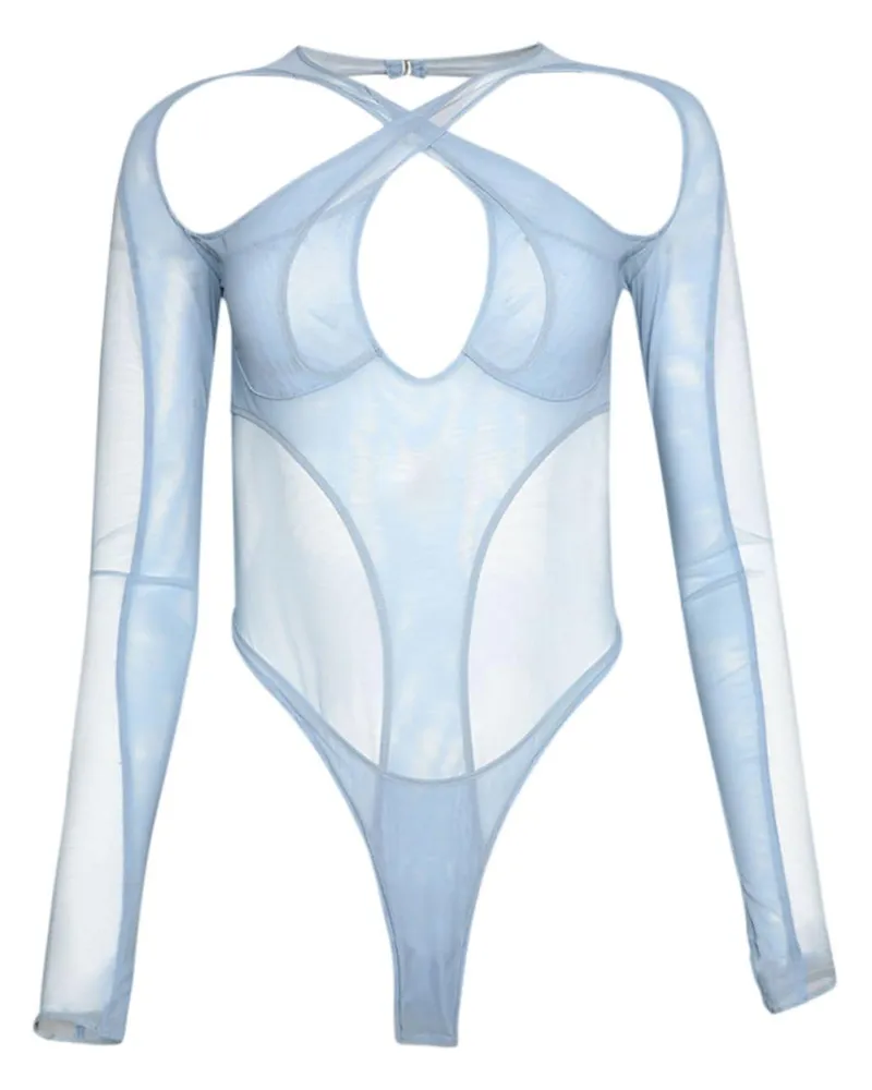 Thierry Mugler Body im Layering-Look - Blau Blau