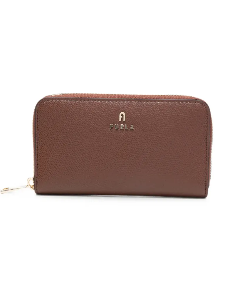 Furla logo-plaque grained leather wallet - Braun Braun