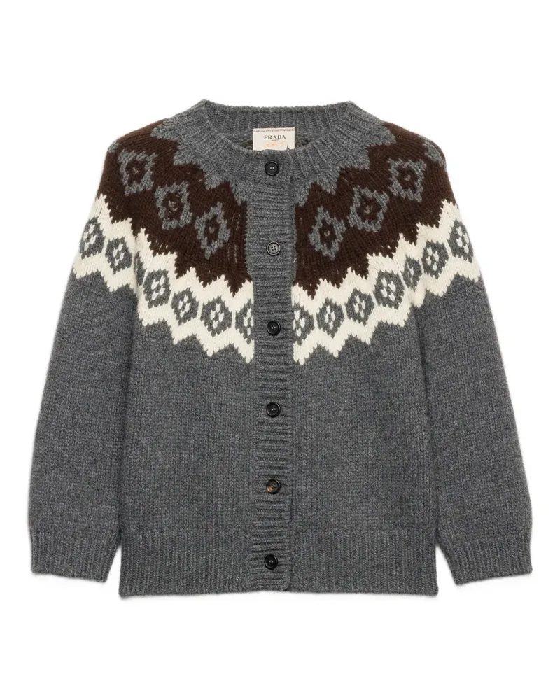 Prada Geknöpfter Intarsien-Cardigan - Grau Grau