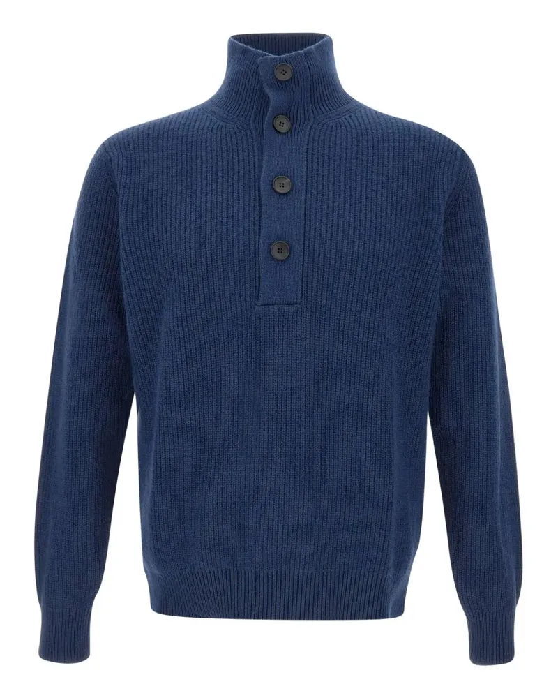 Filippo de Laurentiis Gerippter Pullover mit Stehkragen - Blau Blau