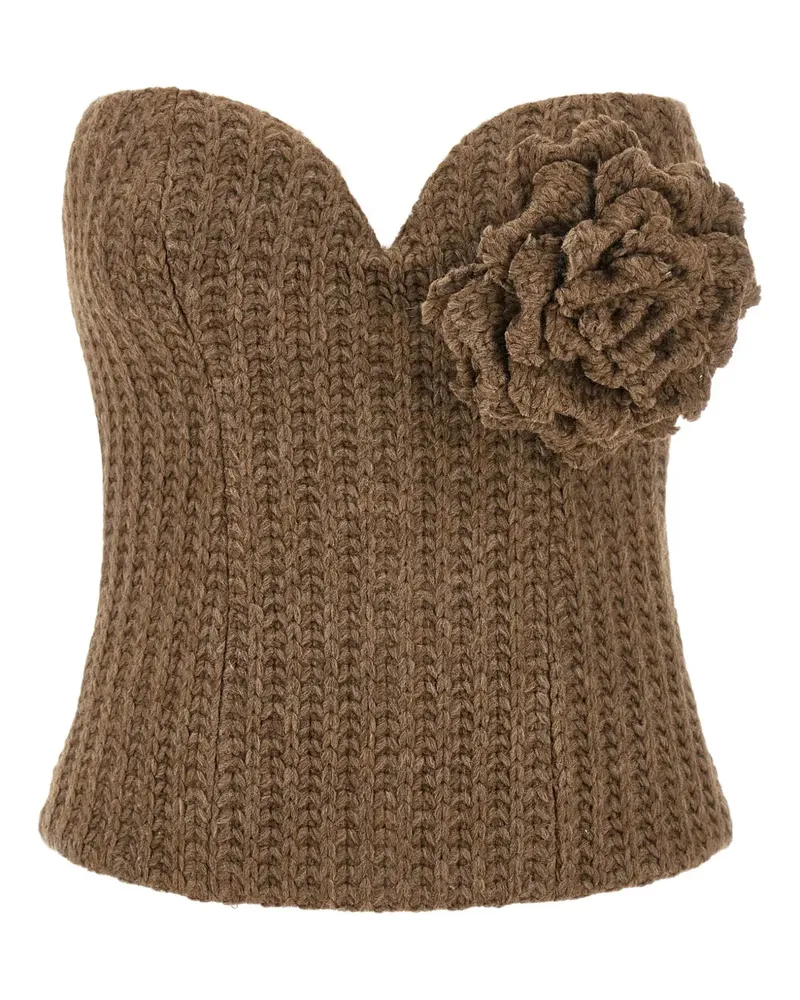 Giuseppe di Morabito Gestricktes Bustier-Top mit Blumendetail - Braun Braun