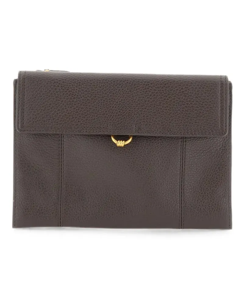 Gianni Chiarini Vicky pebbled leather clutch bag - Braun Braun