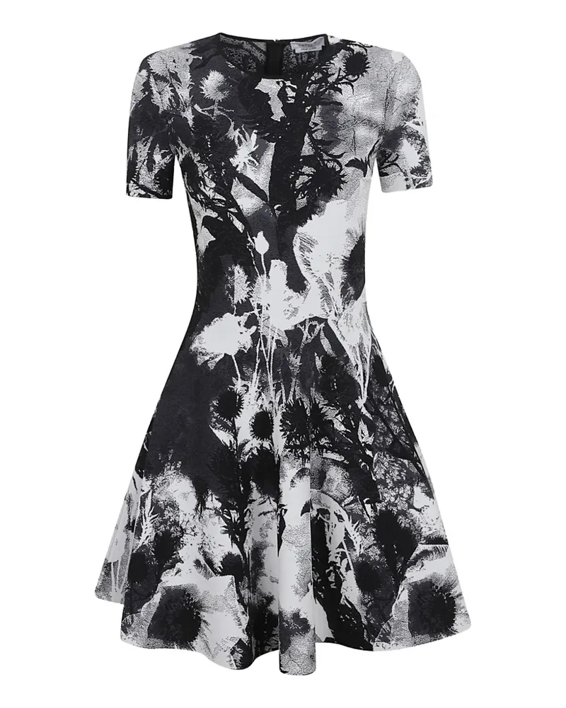 Alexander McQueen floral-jacquard A-line dress - Schwarz Schwarz