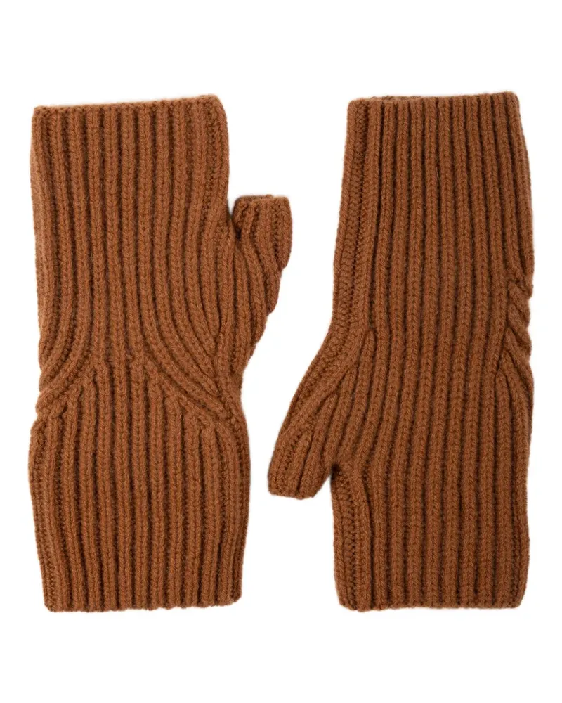 ALLUDE ribbed-knit fingerless gloves - Braun Braun