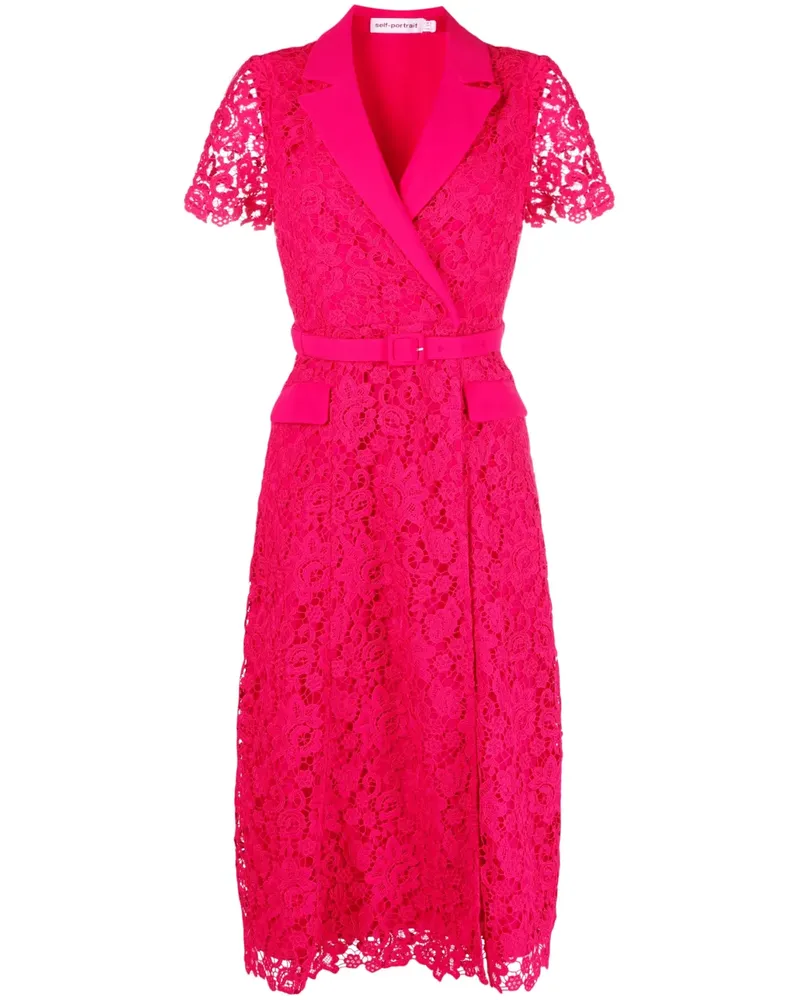 Self-Portrait Midikleid mit Gürtel - Rosa Rosa
