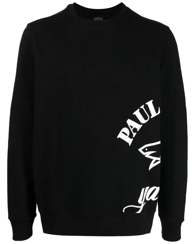 Paul & Shark Gerippter Pullover mit Logo-Print - Schwarz Schwarz