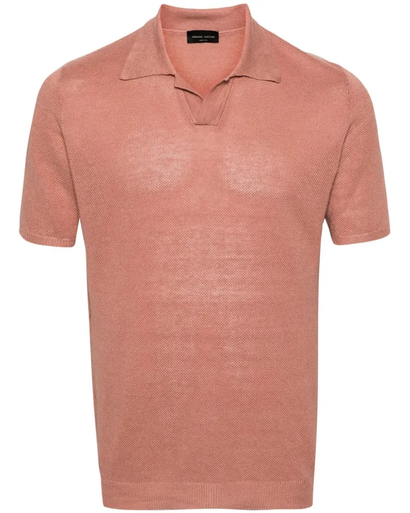 Roberto Collina Pikee-Poloshirt mit offenem Kragen Rosa