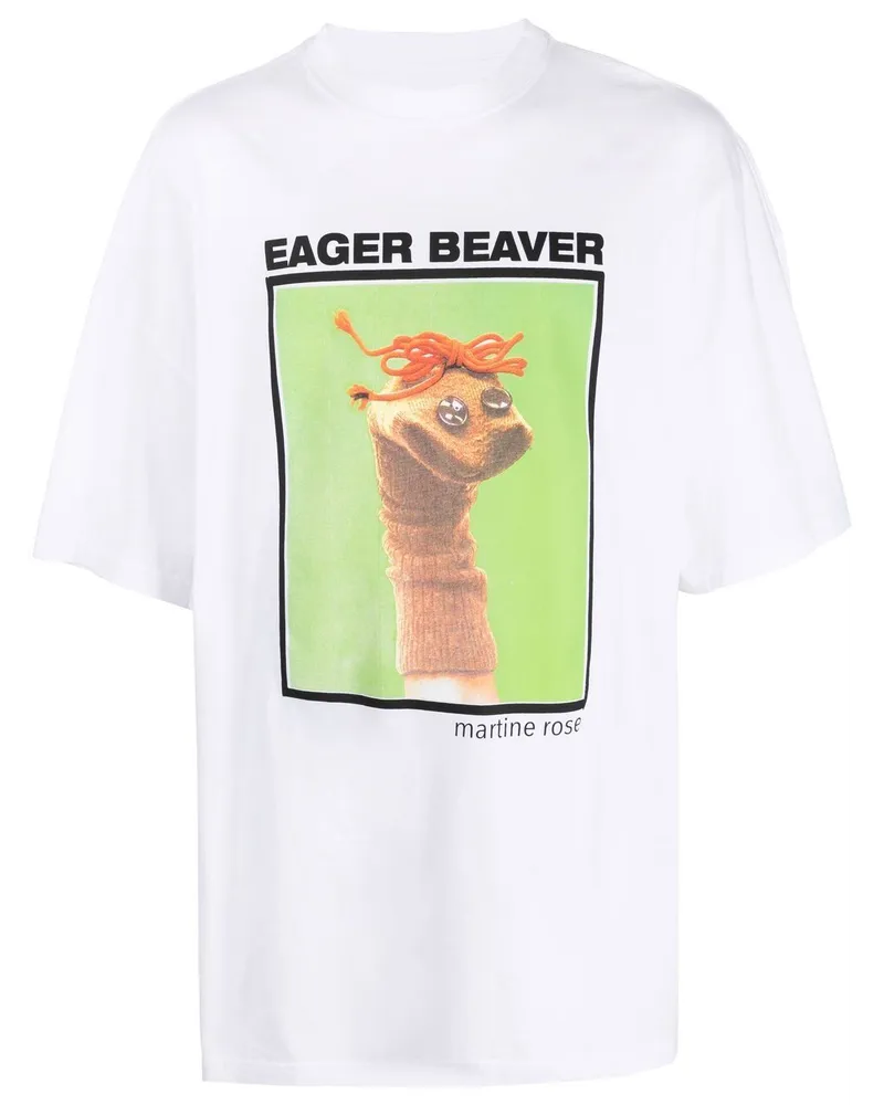 Martine Rose T-Shirt mit "Eager Beaver"-Print - Weiß Weiß