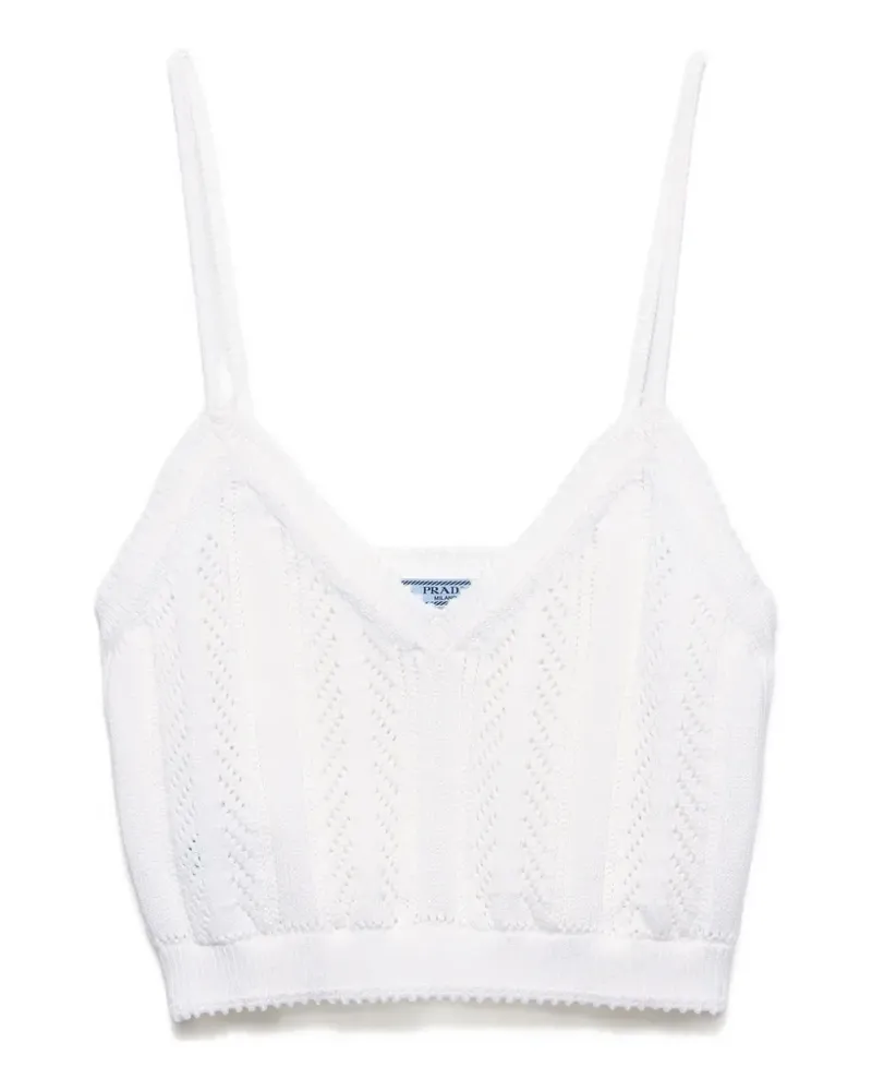 Prada openwork cotton crop top - Weiß Weiß