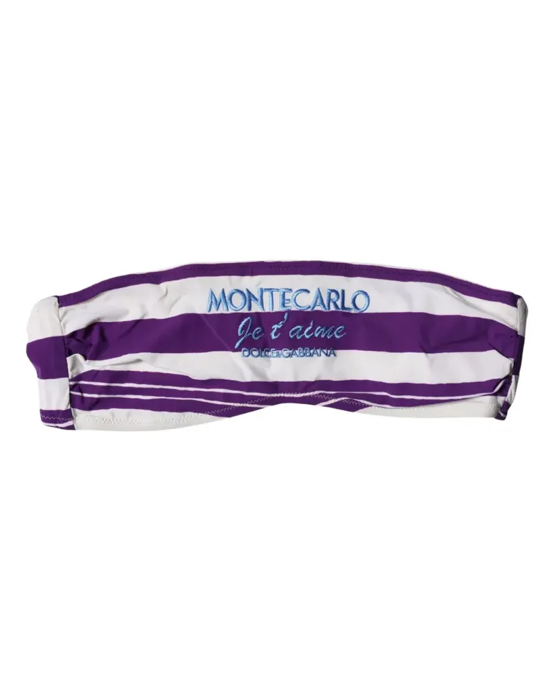 Dolce & Gabbana striped embroidered bandeau bikini top - Weiß Weiß