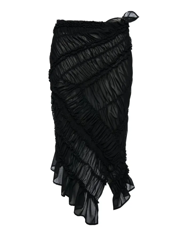 Magda Butrym ruffled ruched midi skirt - Schwarz Schwarz